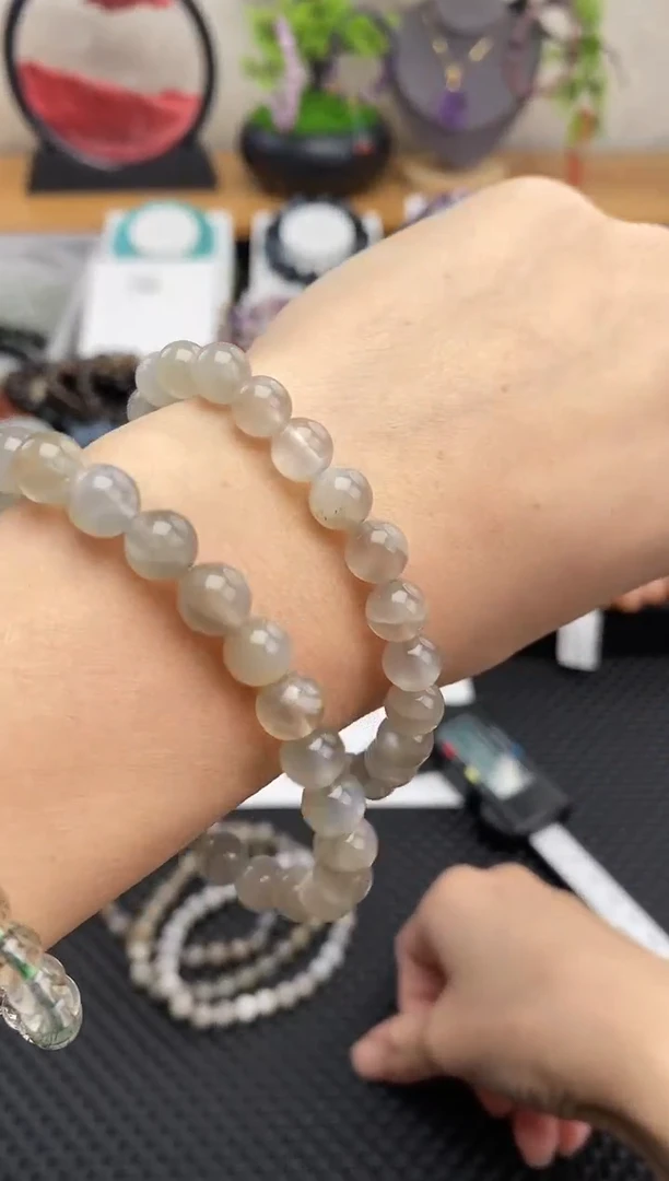 【闪购商品】长石手链未镶嵌银灰月卡7