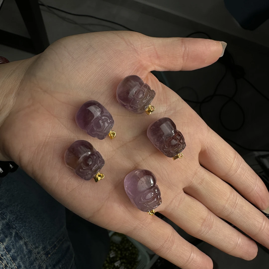 极光紫黄水晶貔貅吊坠银扣头多样性发其一