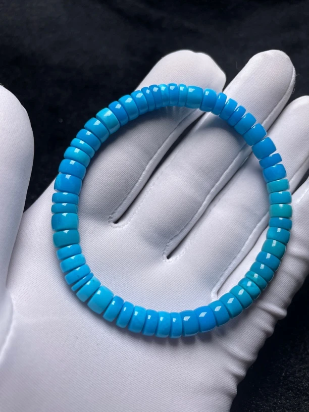 原矿绿松石单圈手串多圈直切配饰手链