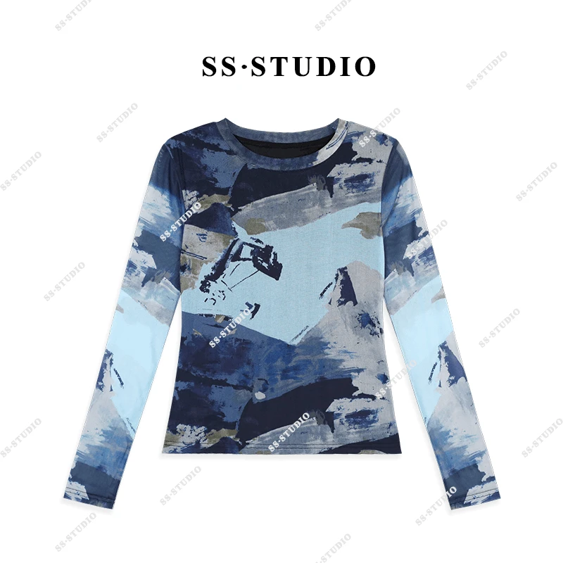 【SUSU】百搭气质撞色圆领T恤时尚休闲长袖打底上衣SS-9820