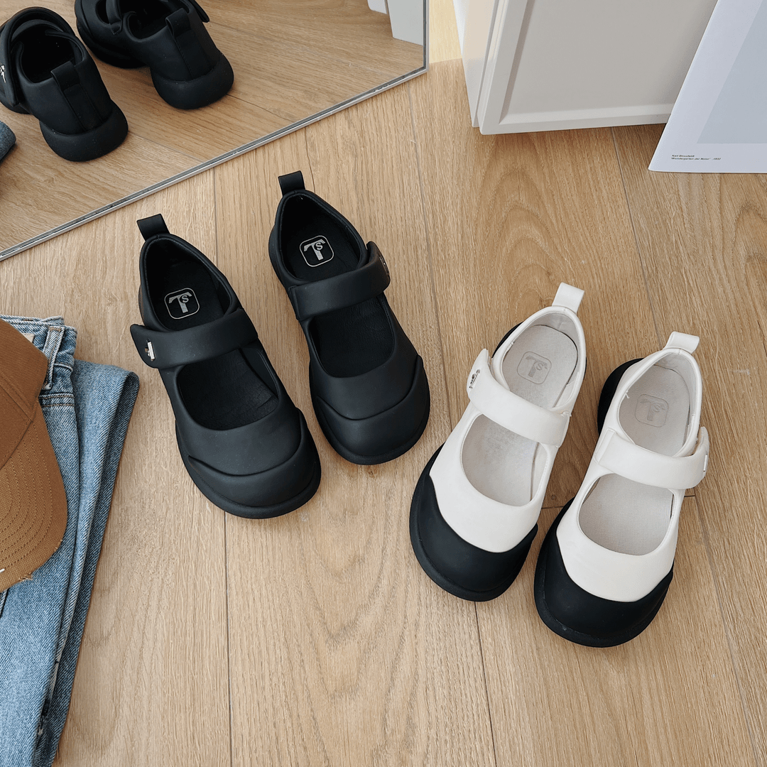 TS厚底玛丽珍鞋女2024夏季新款软底百搭纯色圆头魔术贴时尚休闲鞋