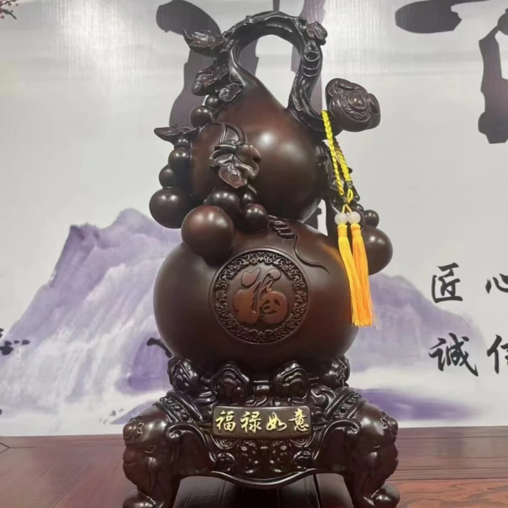 黑檀木纹福禄如意大葫芦26*26*50CM