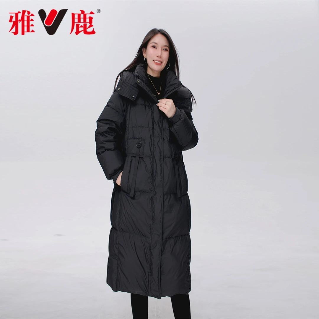 雅鹿羽羽绒服长款冬季加厚时尚百搭御寒绒服女款爆款2025新款御寒