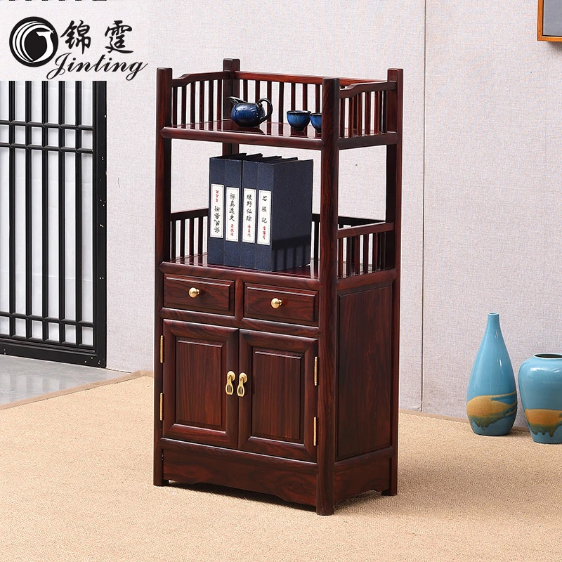 印尼黑酸枝木茶水柜红木阔叶黄檀小书架餐边柜多功能储物柜置物架