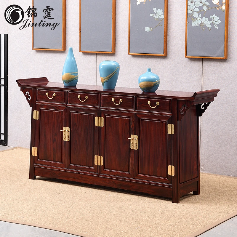 红木翘头柜印尼黑酸枝玄关柜阔叶黄檀木中式餐边柜门厅储物隔断柜