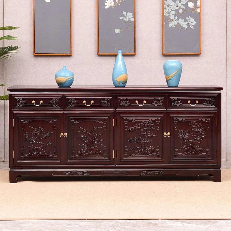 餐边柜非洲酸枝木茶水柜餐厅中式实木橱柜客厅玄关储物柜高端酒柜