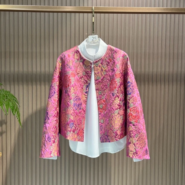 春花烂漫 新中式春款织锦提花云锦短款外套