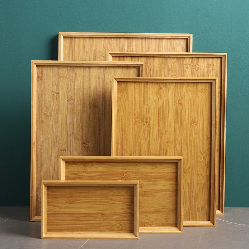 创意复古点心水果盘竹制托盘家用茶水杯盘酒店毛巾收纳盘竹制盘