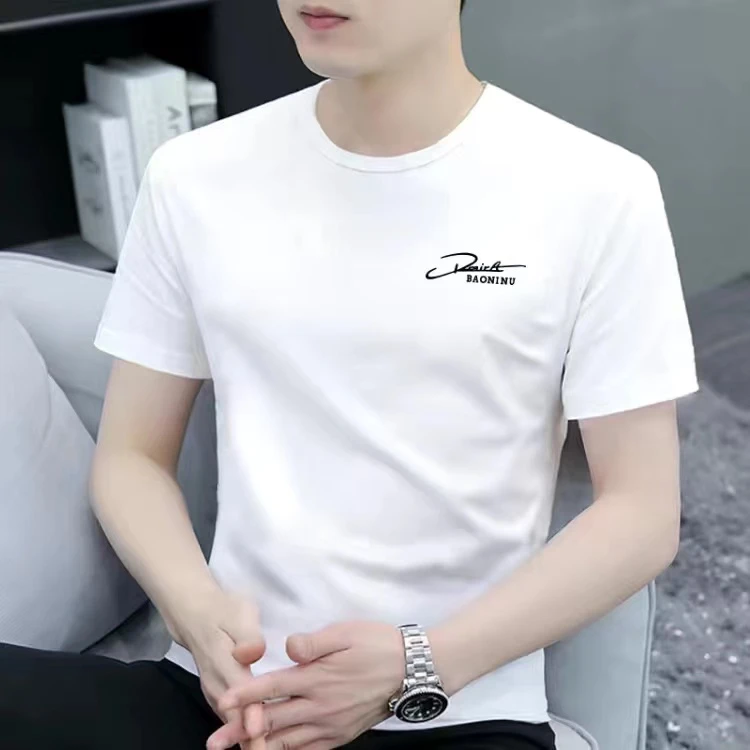 冰感短袖白t恤男装上衣服夏季男士半袖2024新款棉料t恤男士体恤衫