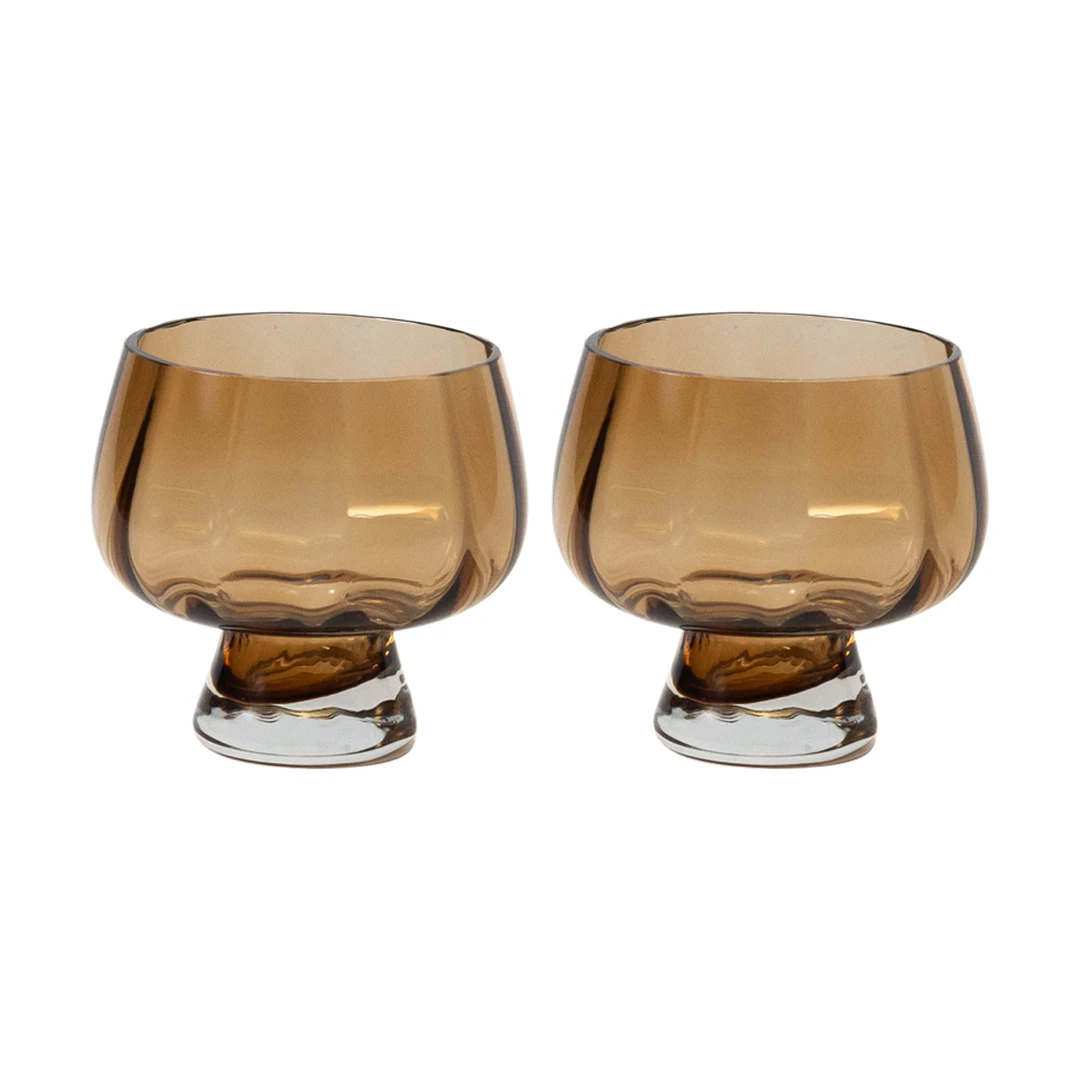 折光小碗琥珀色*2 花瓶网红复古透明家用创意无铅欧式金边