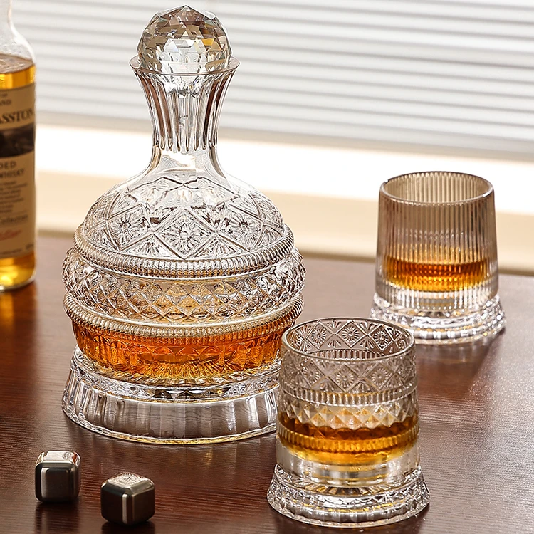 威士忌旋转水晶玻璃醒酒器分酒壶高级感创意轻奢高级感解压网红