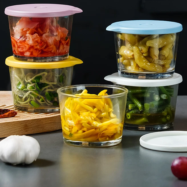 玻璃密封罐食品级咸菜收纳盒冰箱透明小型圆形带盖神器定格