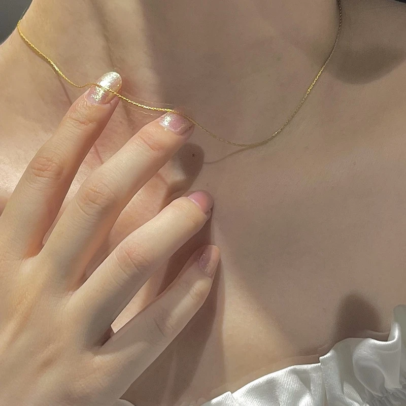 钛钢项链 细项链女简约高级叠戴百搭款素链可穿吊坠裸链不掉色