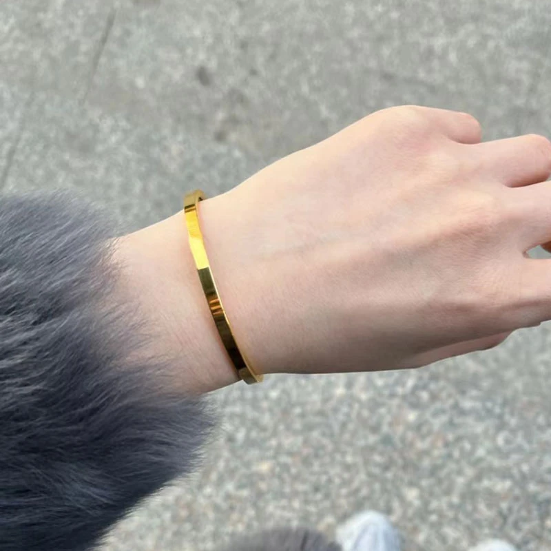 钛钢手镯 百搭色素圈亮面筷子手镯女简约光面镯子大码细手慎拍