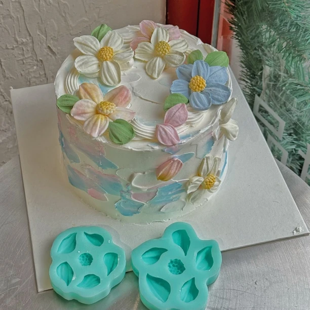 抱抱酱格桑花刮刀花巧克力翻糖模具烘焙装饰品