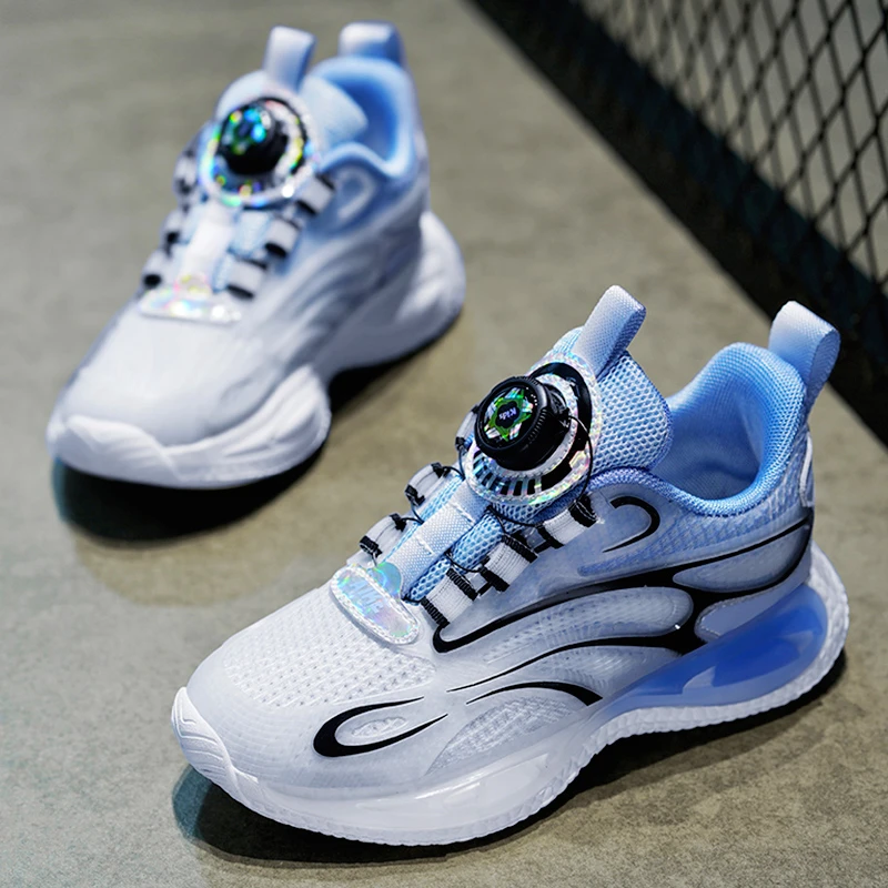 儿童鞋2025秋季新款网面透气旋转钮扣中大童软底休闲跑步鞋运动鞋