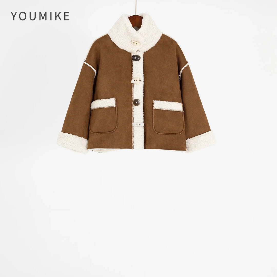 （柚米可）韩版加绒时尚百搭童装外套 232408