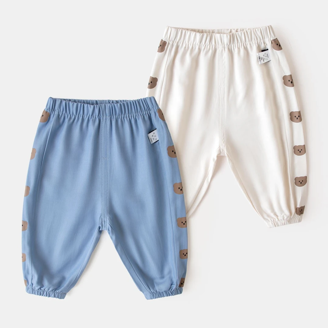 【小熊侧边条】宝宝防蚊裤夏季男童裤子轻薄夏款洋气女童运动裤潮