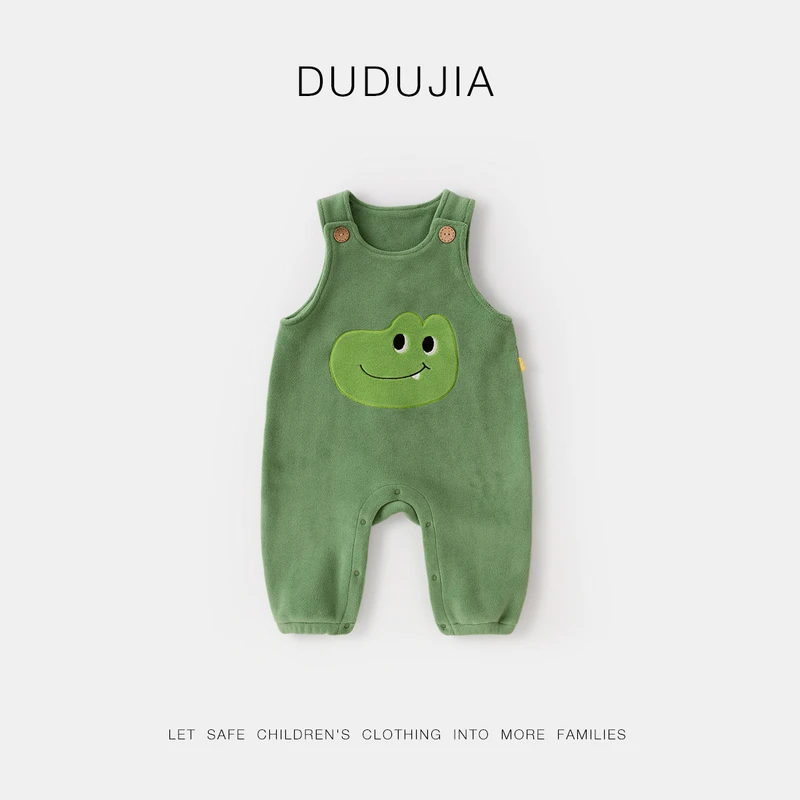 宝宝奥粒绒背带裤春秋小童卡通裤子秋季儿童加绒长裤男女童休闲裤