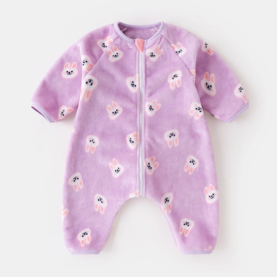 【宝宝防踢被子睡袋】现货嘟嘟家儿童秋冬法拉绒连体睡袋婴幼儿睡