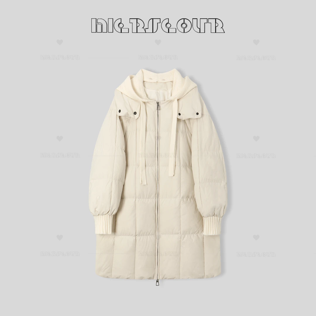 冬季新款百搭鸭绒针织连帽羽绒服7733