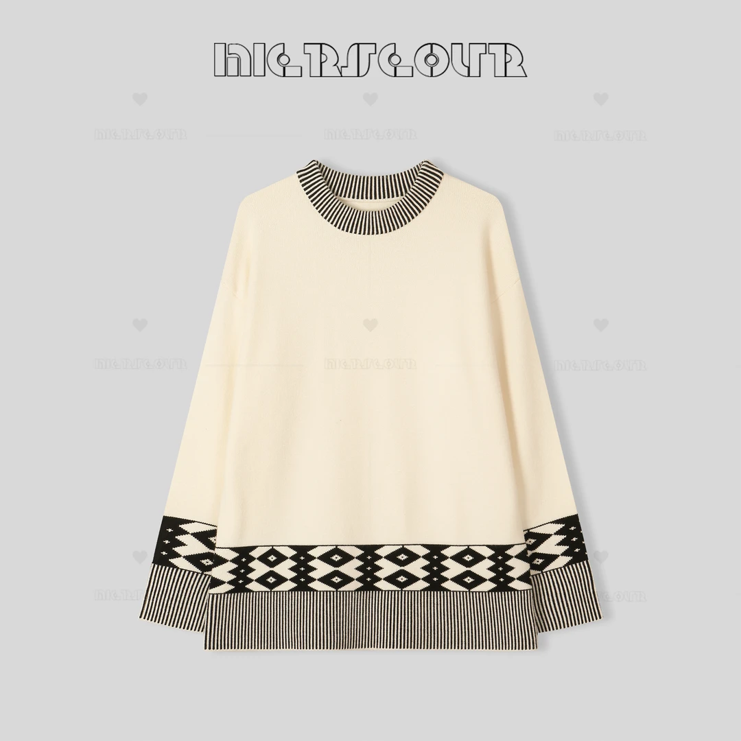 冬季新款复古休闲提花针织毛衣588822