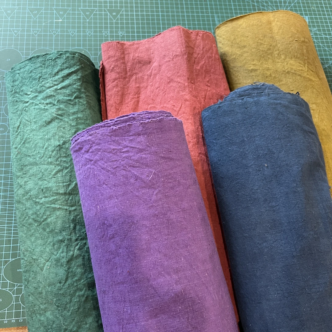 D直播间展示单色一米手染布指间非遗鲁绣棉布diy手工布