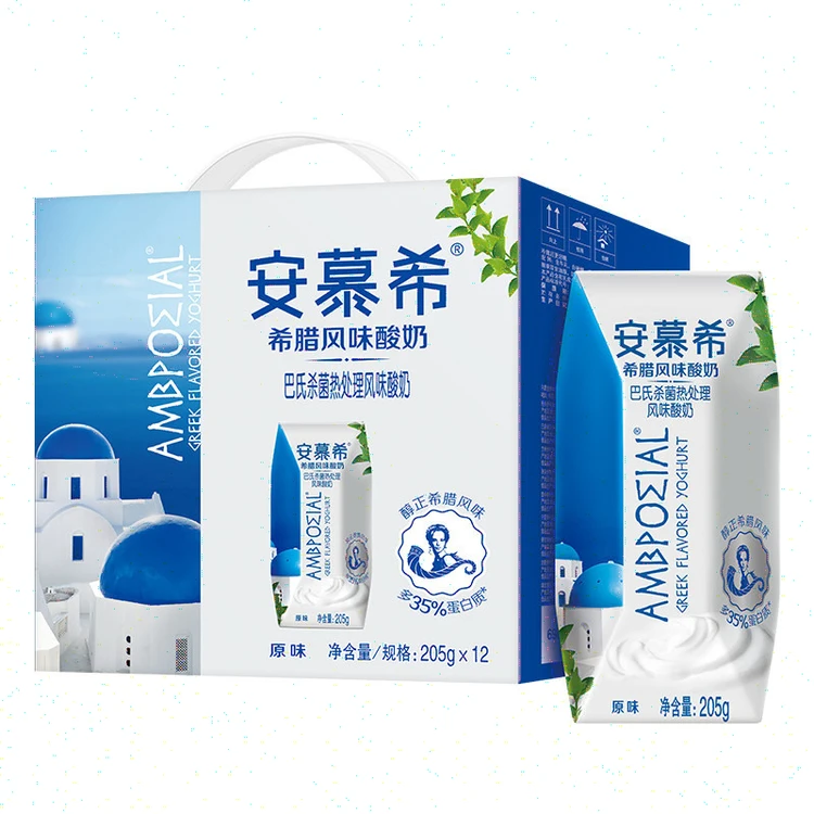 【10月到期】伊利安慕希酸奶希腊风味原味酸奶205g*12盒早餐奶