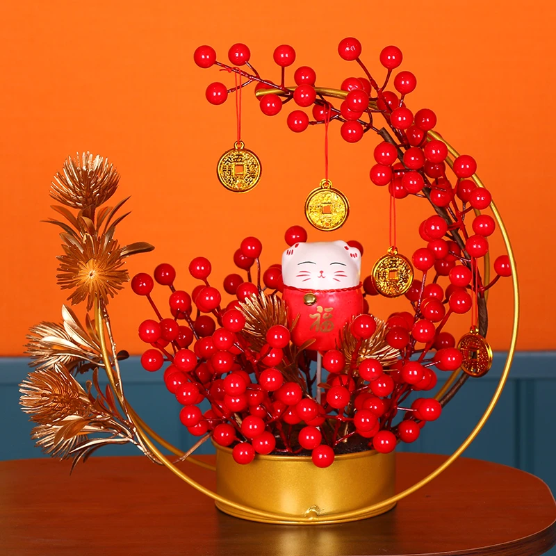 黄金麦穗干花福袋摆件新中式平安喜乐客厅装饰品店铺开业摆件