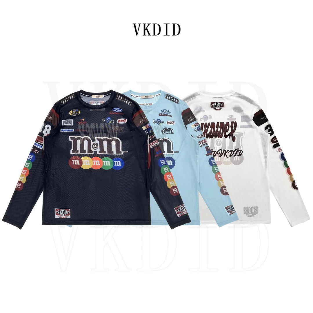 VKDID夏季网纱M豆宽松运动圆领女款丁达尔穿搭长袖T恤-6668