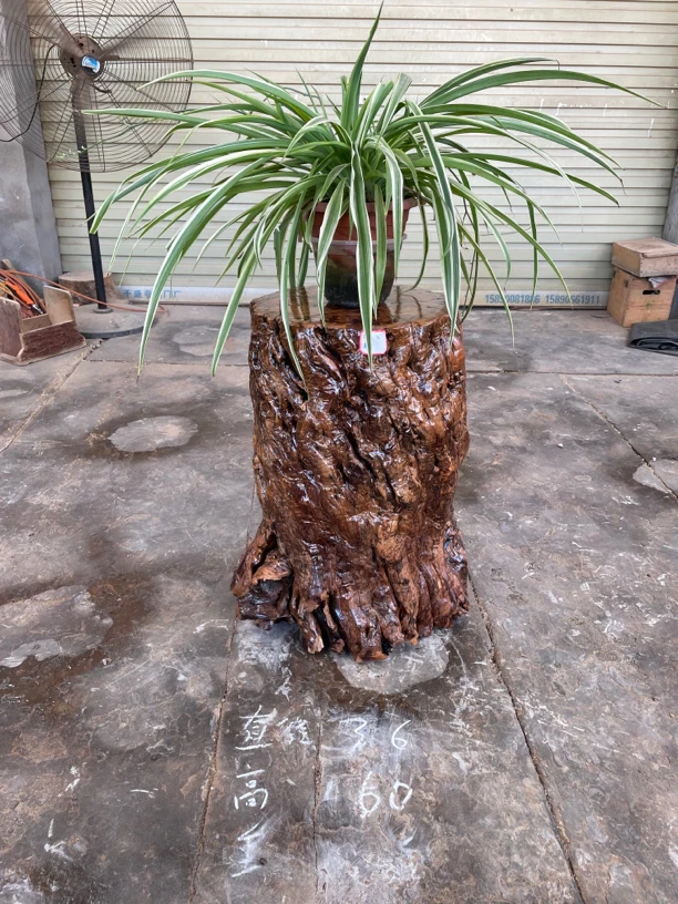 枣木花架落地摆件奇石盆景底座客厅装饰创意摆件原木实木花架庭院