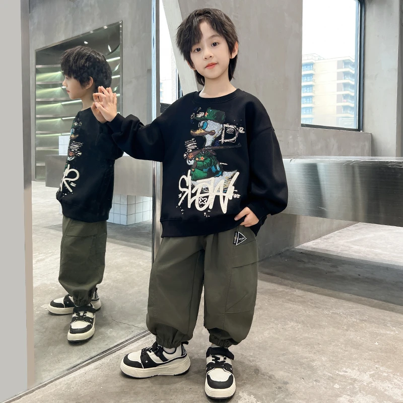 品质童装男童套装秋装新款卫衣休闲裤两件套春秋季中大童潮ZH2202