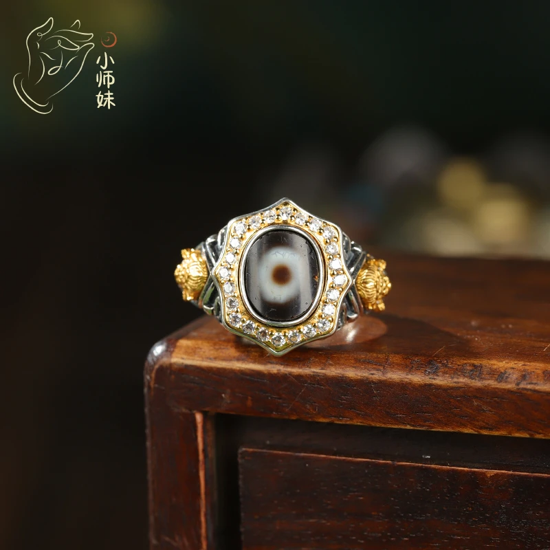 扶摇臻选|银镶吉祥天母羊板Y戒指