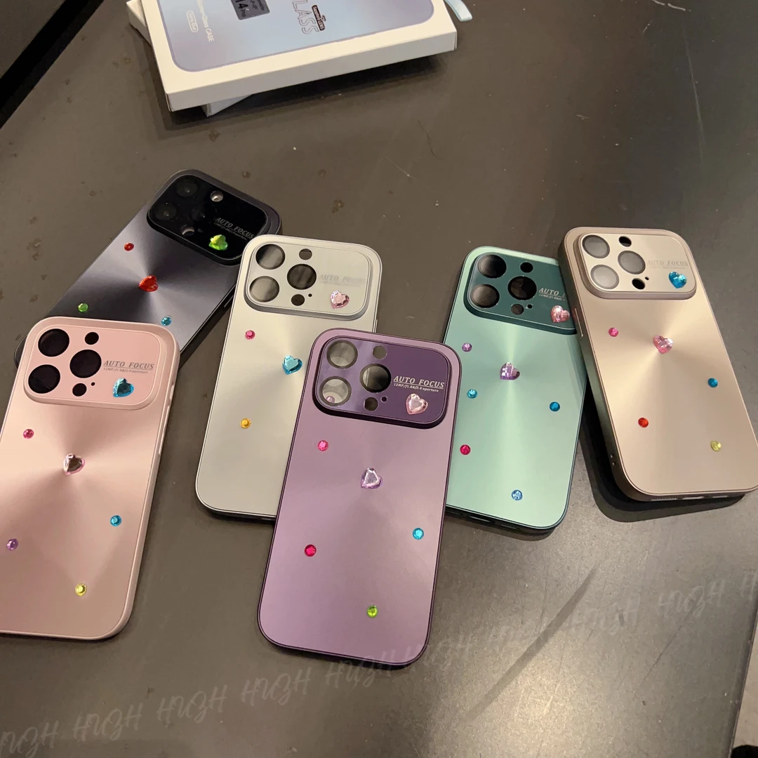 高级感苹果14promax手机壳大视窗护镜炫彩闪钻iPhone13pro12百搭