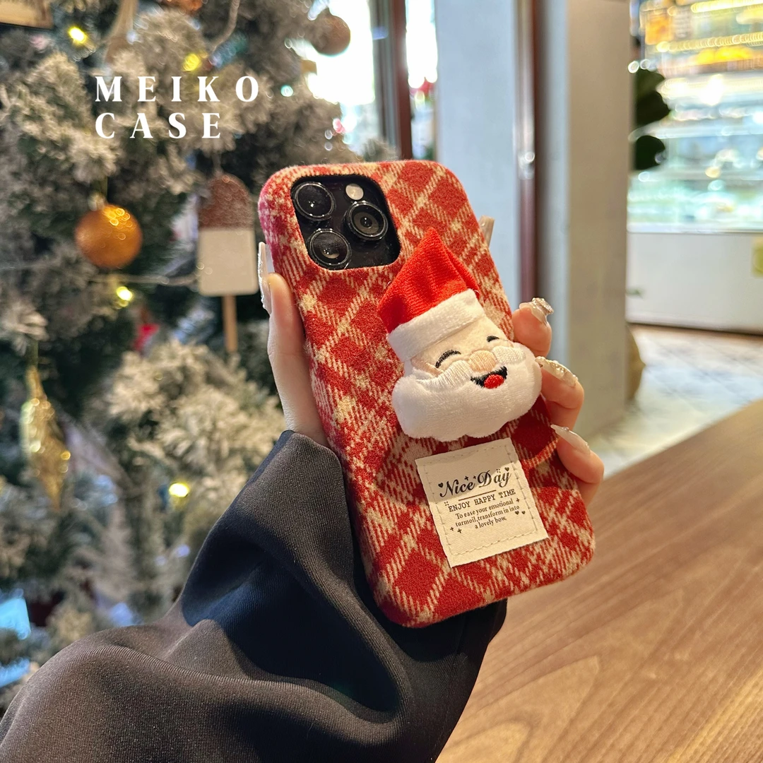 【圣诞】适用苹果16麋鹿15Promax圣诞树14圣诞老人13红色手机壳毛绒