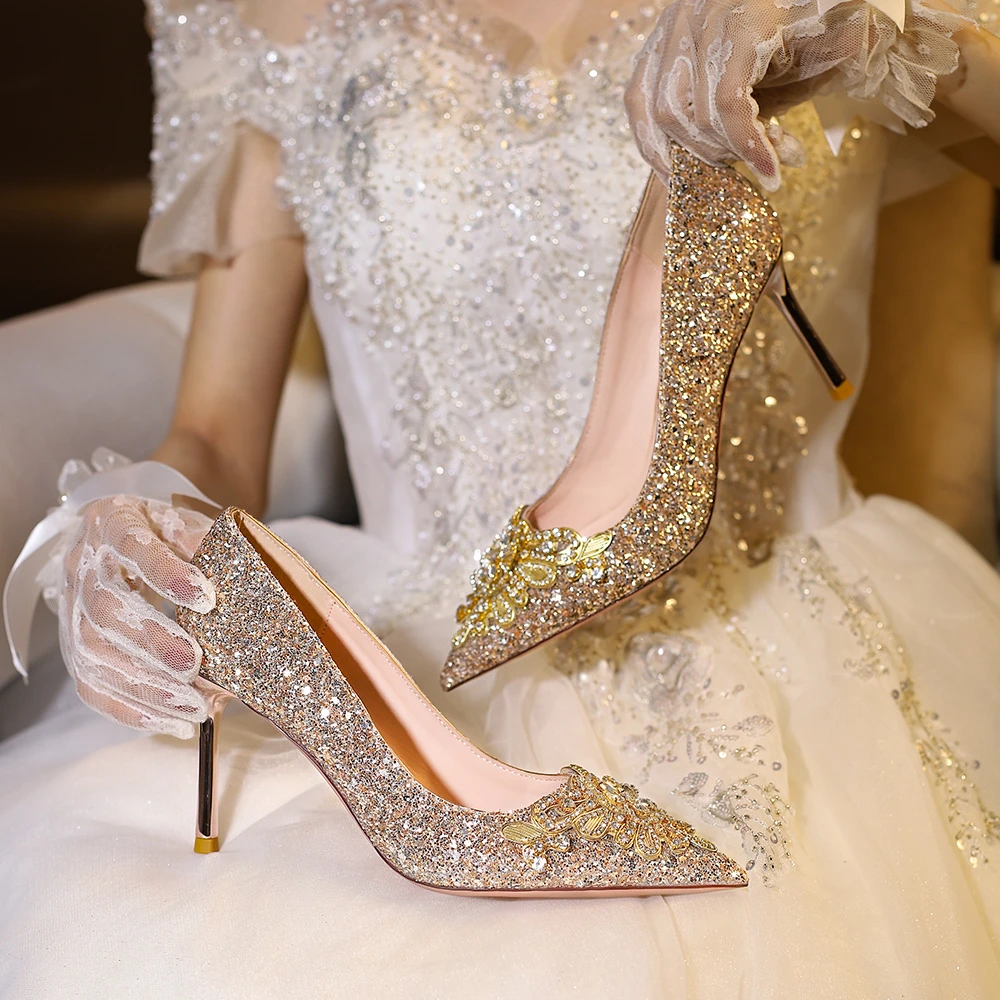 归艺主婚鞋香槟色结婚不累脚禾秀婚礼两穿小众高级感婚鞋高跟鞋