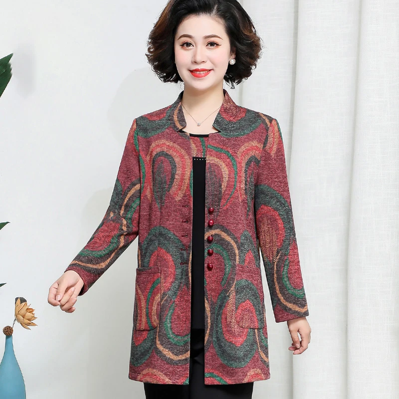 华太太女装春秋新款高贵洋气胖妈妈加肥加大码外套上衣奶奶1296