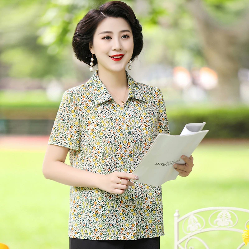 华太太衬衫短袖薄款大码夏季新款洋气中老年人奶奶婆婆女装B3682