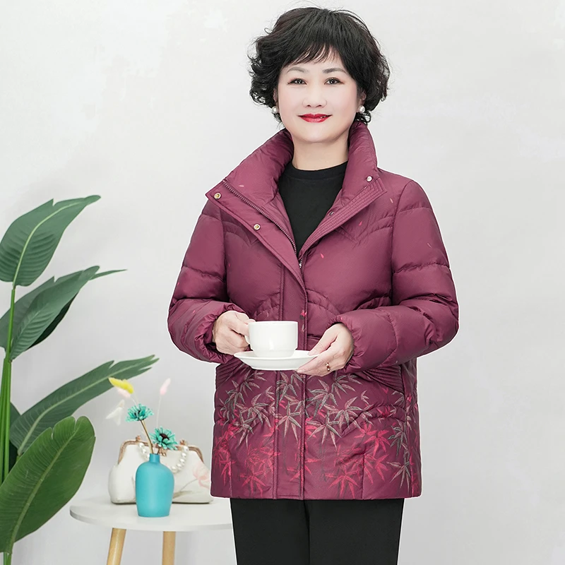 华太太【国标白鹅绒】2025外套冬装妈妈装洋气加厚保暖D5226B-1