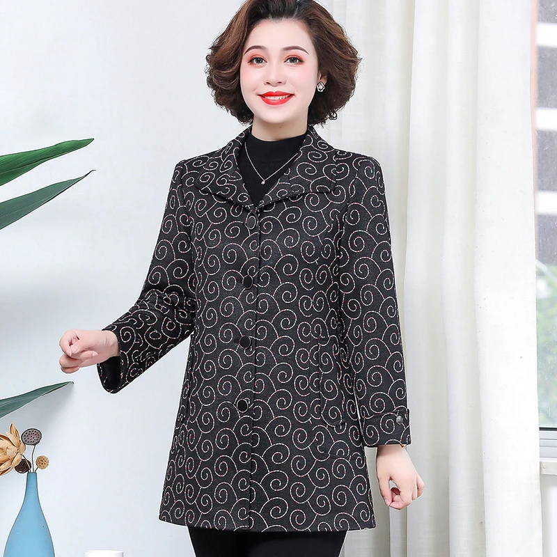 华太太胖妈妈加肥加大码中长款外套中老年人女装高贵上衣奶奶1006