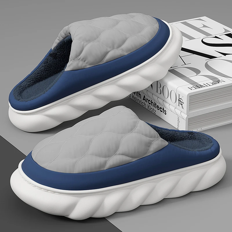 时尚棉拖鞋男士秋冬季2024新款包跟家居保暖防滑居家棉拖毛绒外穿