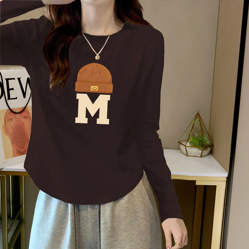 大码胖mm春秋款时髦打底衫内搭女学生ins韩版时尚洋气减龄长袖T恤