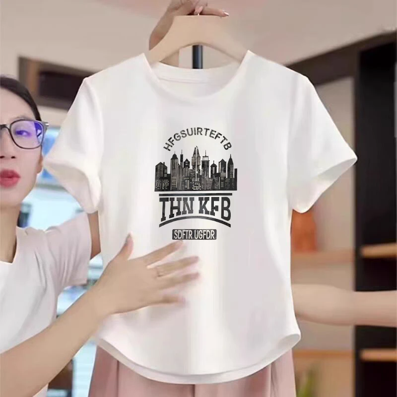 大码胖mm韩版简约设计感小众T恤女士夏季纯欲风辣妹修身显瘦上衣