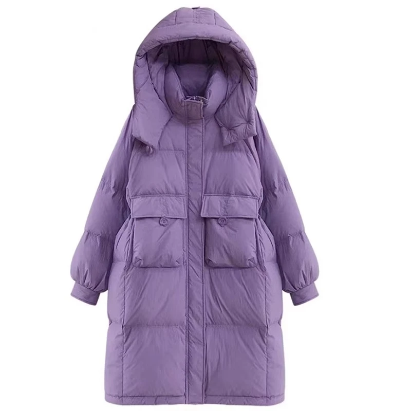 羽绒服女中长款过膝2024年新款韩版时尚宽松加厚白鸭绒外套潮