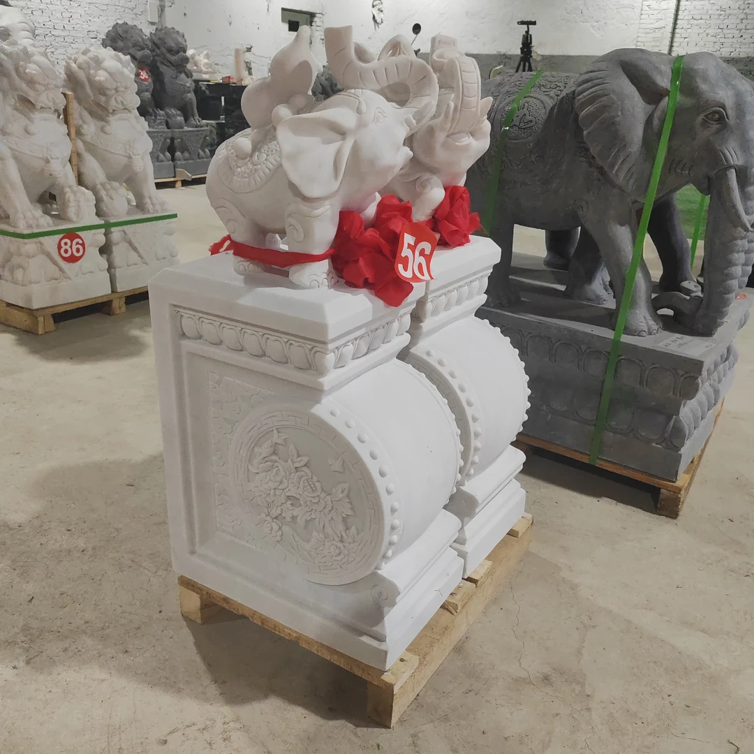 汉白玉大象方包圆门墩抱鼓石天然石材雕刻门口摆件门当户对