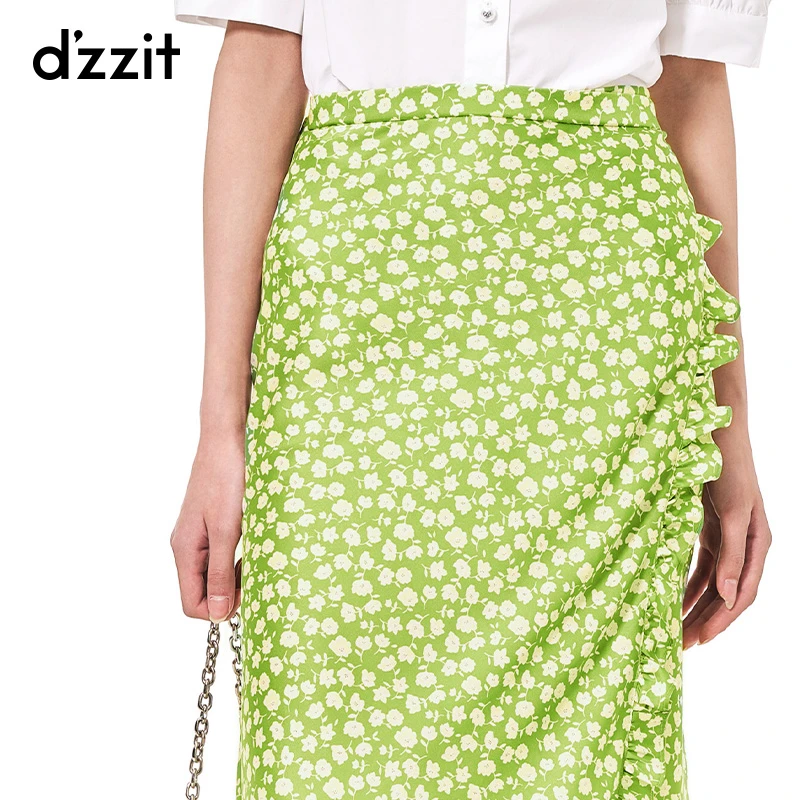dzzit地素夏秋法式花布一片式围裹裙中长裙包臀女高能感3H2S218