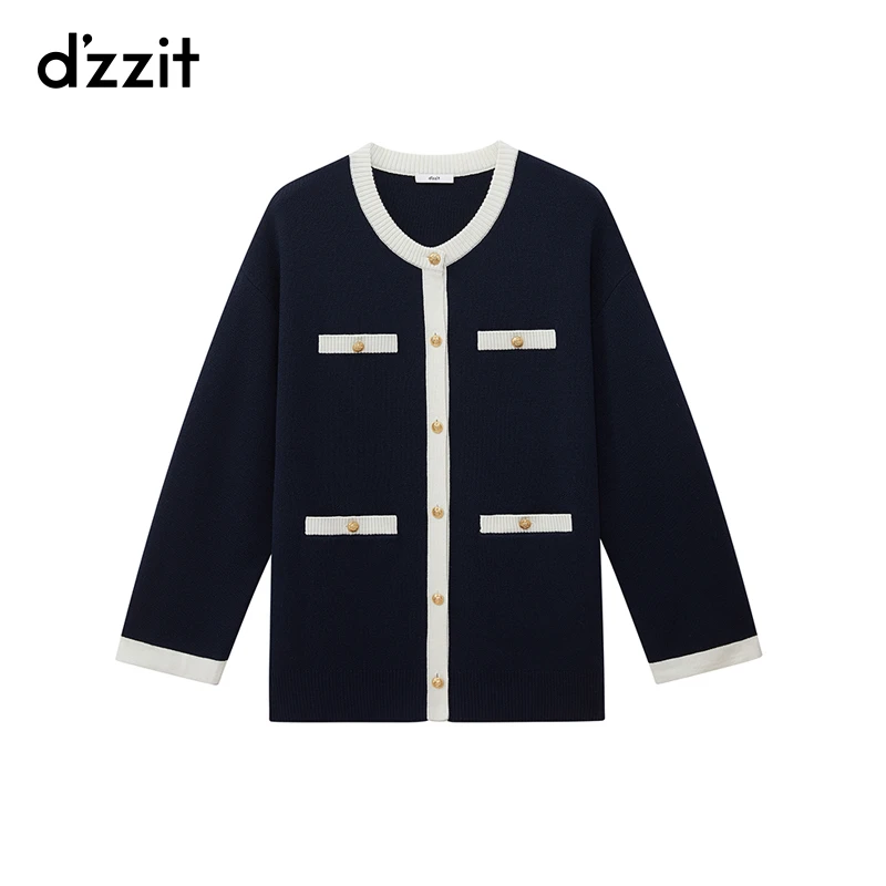 dzzit地素针织外套春装小香风慵懒感毛衫开衫女高能感3H1E534