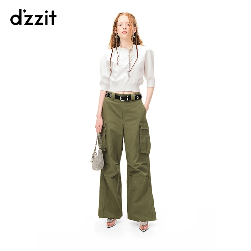 dzzit地素夏秋芭比法式钉珠提花短款中袖针织衫女高能感3H2E303