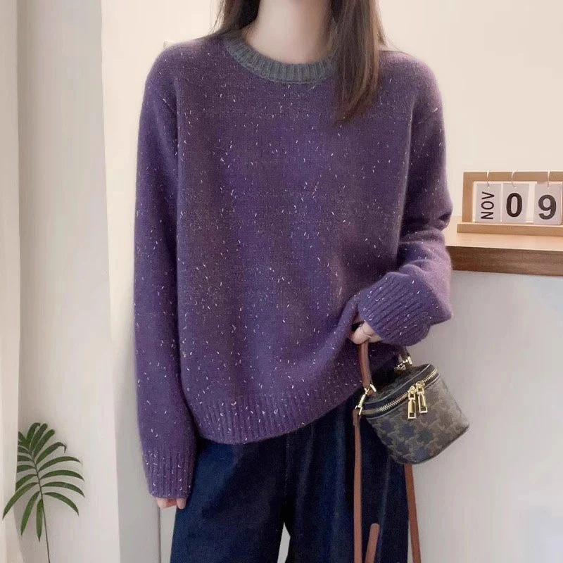 2025秋季新款慵懒风软糯针织衫女胖妹妹大码遮肉显瘦打底毛衣外穿