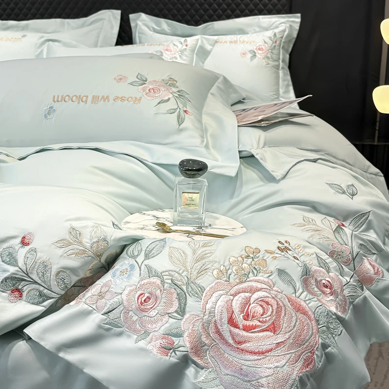 【花间令】新中式高档全棉四件套简约纯棉被套床单床上用品四季通用